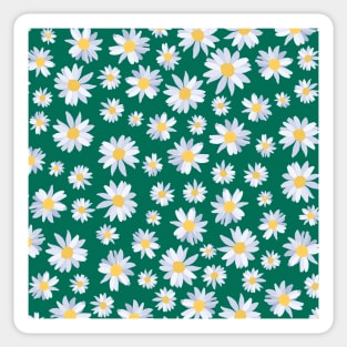 Classy White Daisy Flowers Botanical Green design Sticker